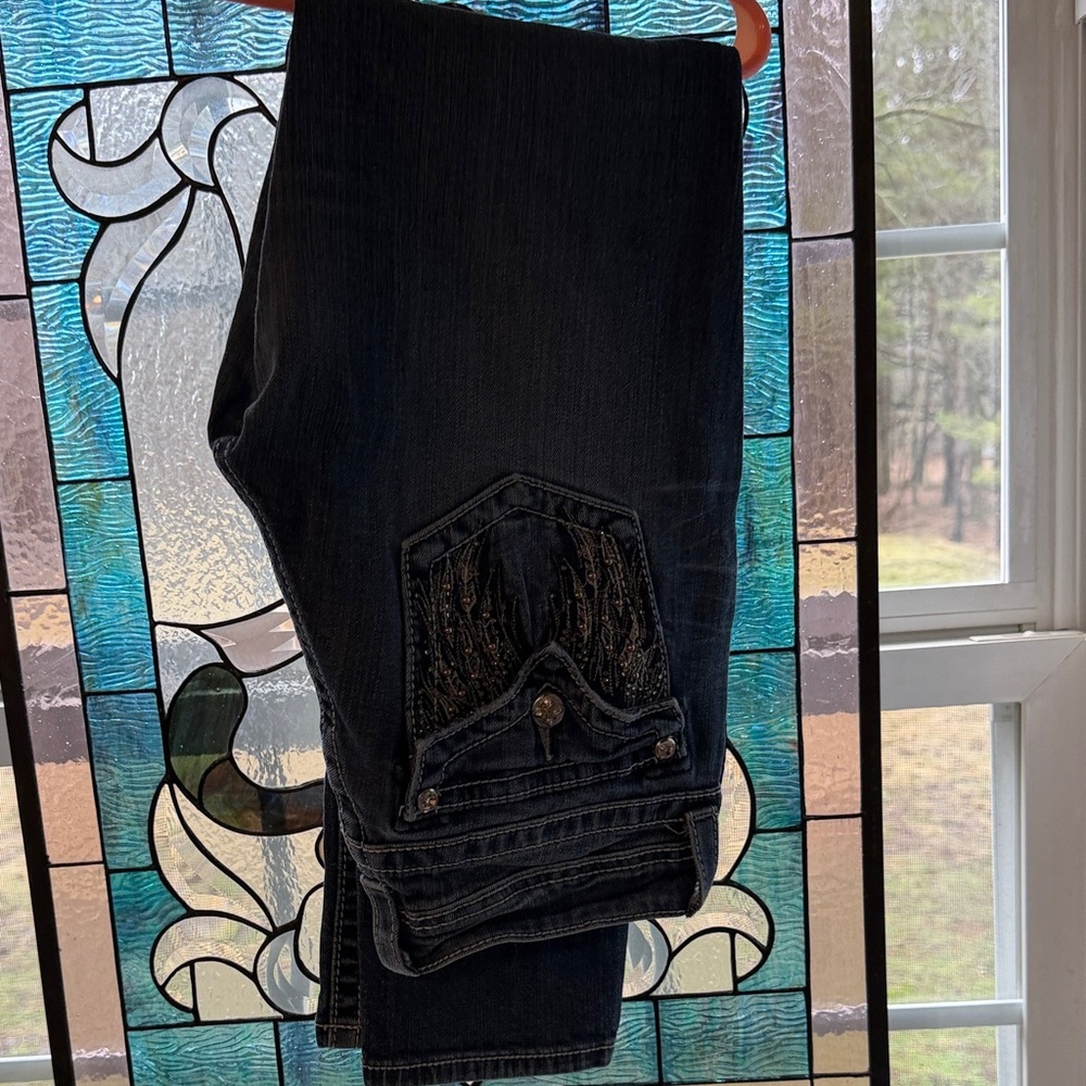 Miss Me Blue Boot Cut Jeans with Embellished Pockets - Picture 7 of 7